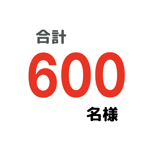 合計600名様